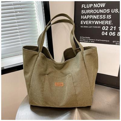 Bag Women's New Fashion Canvas Handbag Large Capacity Commuter Tote Bag Work Cloth Bag Women