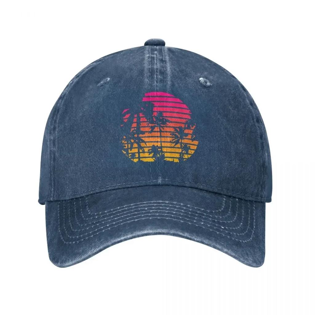 Tropical Sunset Unisex Style Baseball Caps 80s Punk Retro Vintage Novelty Streetwear Distressed Washed Hat Vintage Golf Headwear
