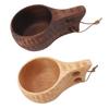 350ML Wooden Cup with Handle Portable Multifunctional Wood Mug Drinking Cup for Coffee Tea Milk Beve