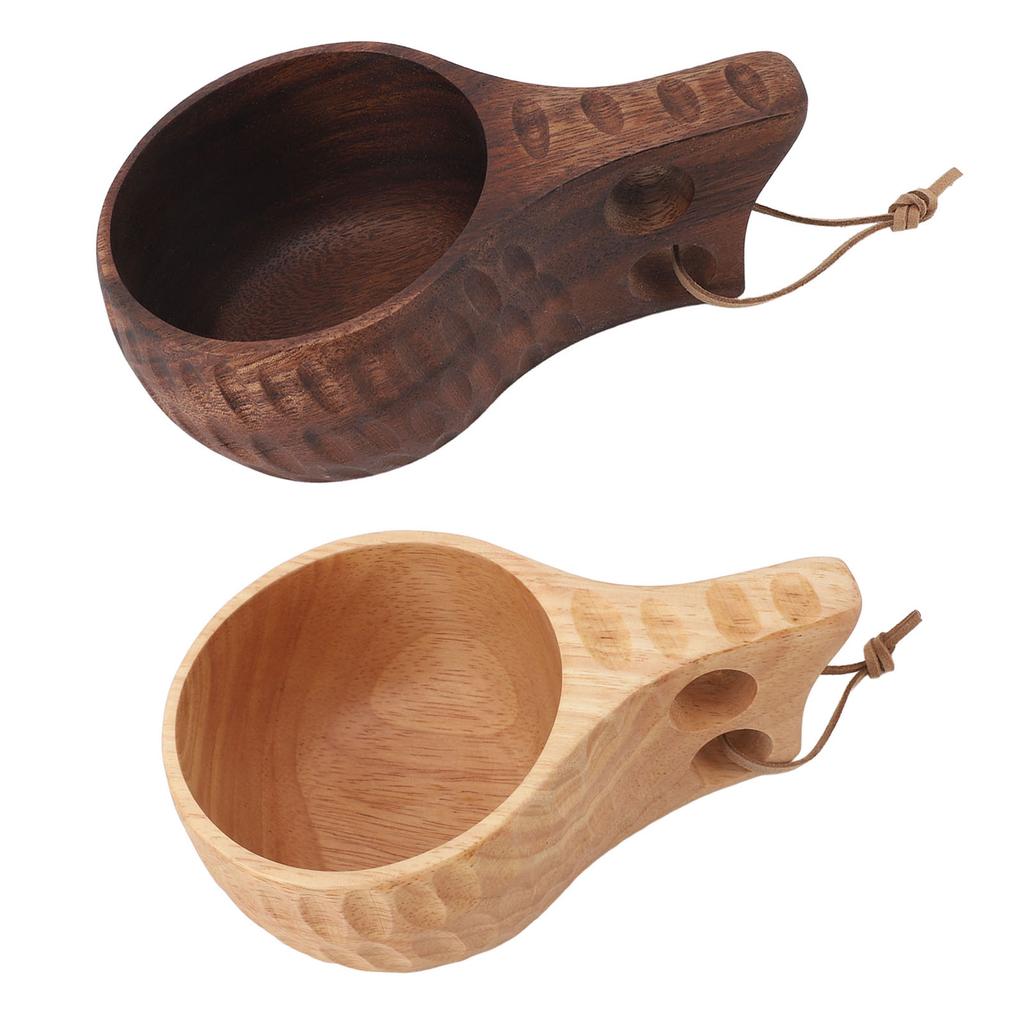 350ML Wooden Cup with Handle Portable Multifunctional Wood Mug Drinking Cup for Coffee Tea Milk Beve