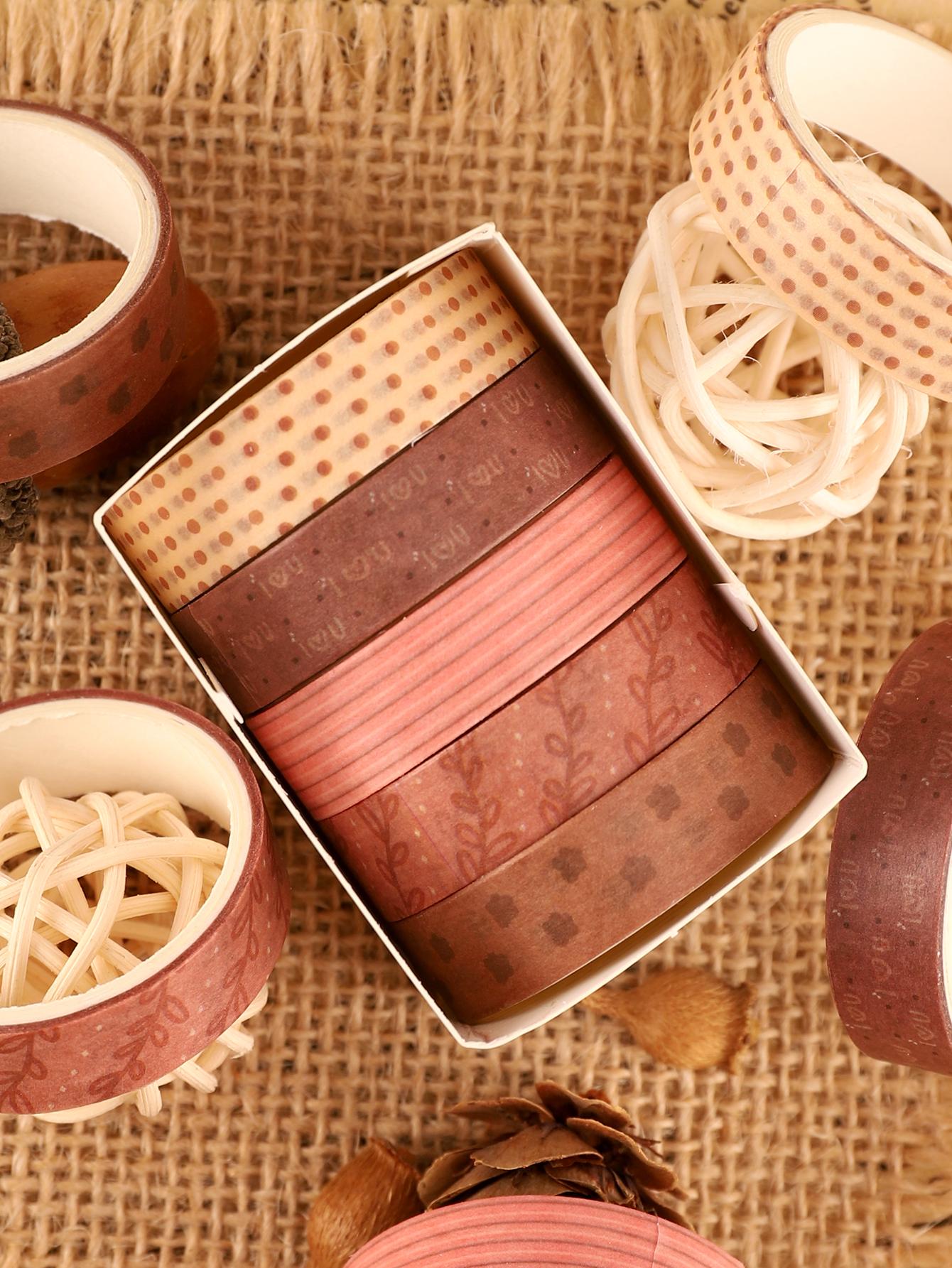 

5rolls/box Vintage plant washi tape For Crafts Gift Wrapping Scrapbooking Supplies Decorative Tape School Supplies Masking Tape