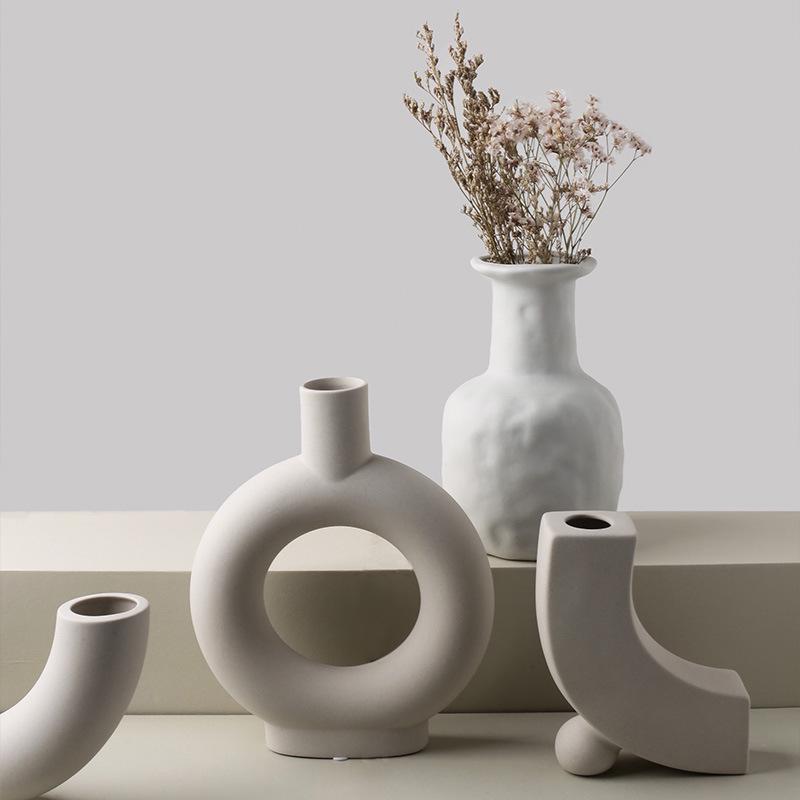 Minimalist Wabi-Sabi Ceramic Vase - Modern Abstract Art Design for Home Decor