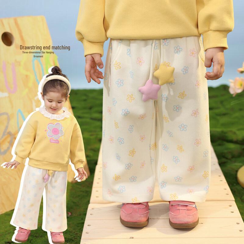 LUSON Baby Girl Doll Collar Sweatshirt & Pants Set
