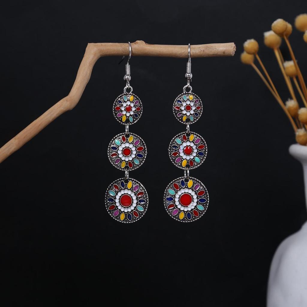 Bohemian Ethnic Oval Tassel Earrings with Beads