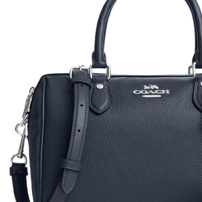 Coach Handtasche Rowan 25 Unifarben Lässiger Komfort Logo Kiesel Reißverschluss Hardware Schnalle Leder Boston Tasche Griff Schulter Crossbody Tasche Mittel