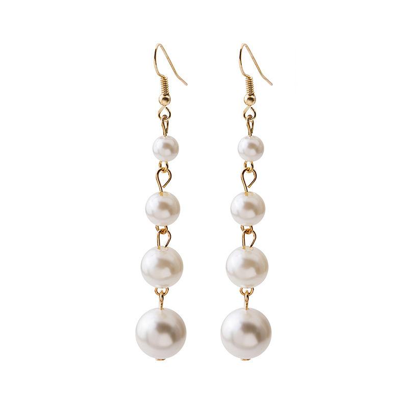 

Dongdaemun new Internet celebrity pearl long fringed earrings ins round commuter size pearl earrings