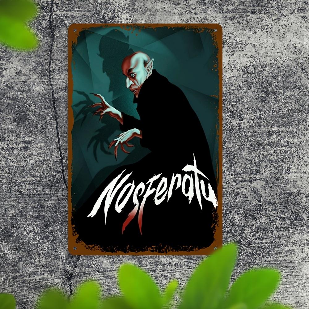 Vintage Nosferatu Aluminum Sign Spooky Wall Art for Halloween Christmas Waterproof Dustproof Metal Tin Poster with Dr 20x30cm(7.8x11.8inch)