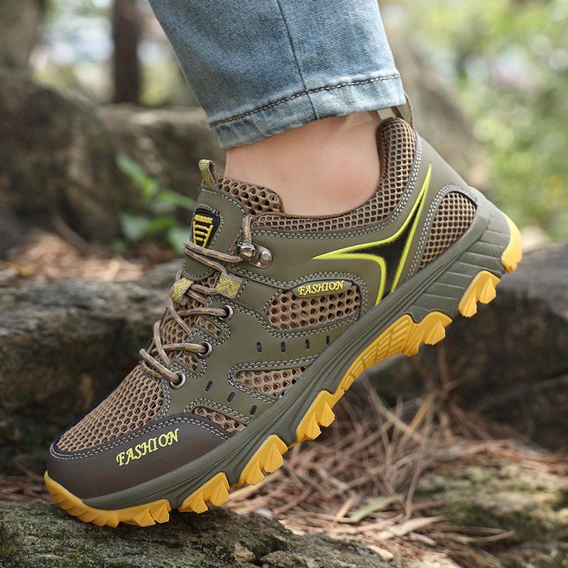 Spring and summer large size sports shoes men s mesh shoes men s breathable outdoor hiking shoes non-slip travel shoes 39 6439₽