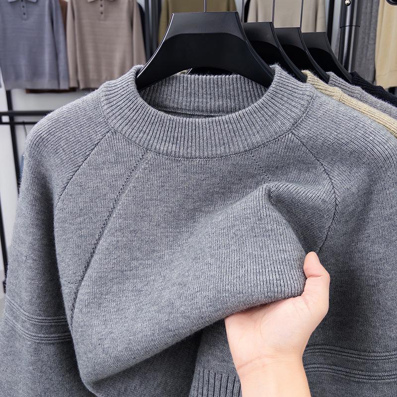 Men's Trendy Loose Fit Round Neck Sweater - Autumn/Winter 2025 Collection, Simple Solid Color Casual Knit Base Layer