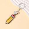 Creative Cartoon Pencil Keychains Wooden Colorful Pencil Heart-shaped Tag Keychains Present for Students Teachers