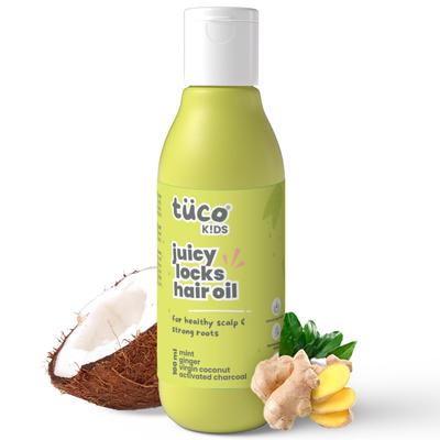 Olio per Capelli Tuco Kids con Cocco Extra Vergine, Menta, Zenzero e Gaultheria per Cuoio Capelluto Pruriginoso e Capelli Ruvidi per Bambini Età 2-5, 5-10, 10-15 | 100ml