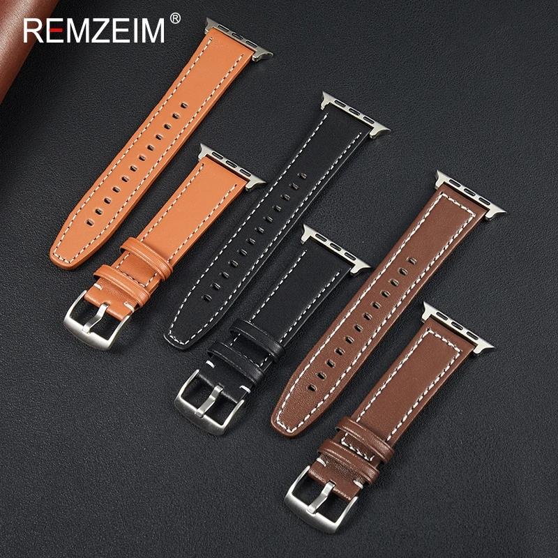 Business Leather Watch Band for Apple Watch Series 1-10 SE Ultra Men's Replacement Strap Fits 49/46/45/44mm and 42/41/40/38mm