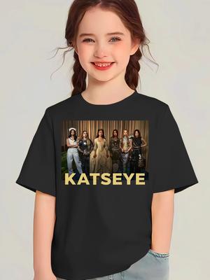 KATSEYE Graphic TShirt for Kids Cotton Short Sleeve Cute Fashion Y2K Top Childrens Clothing Girls Boys