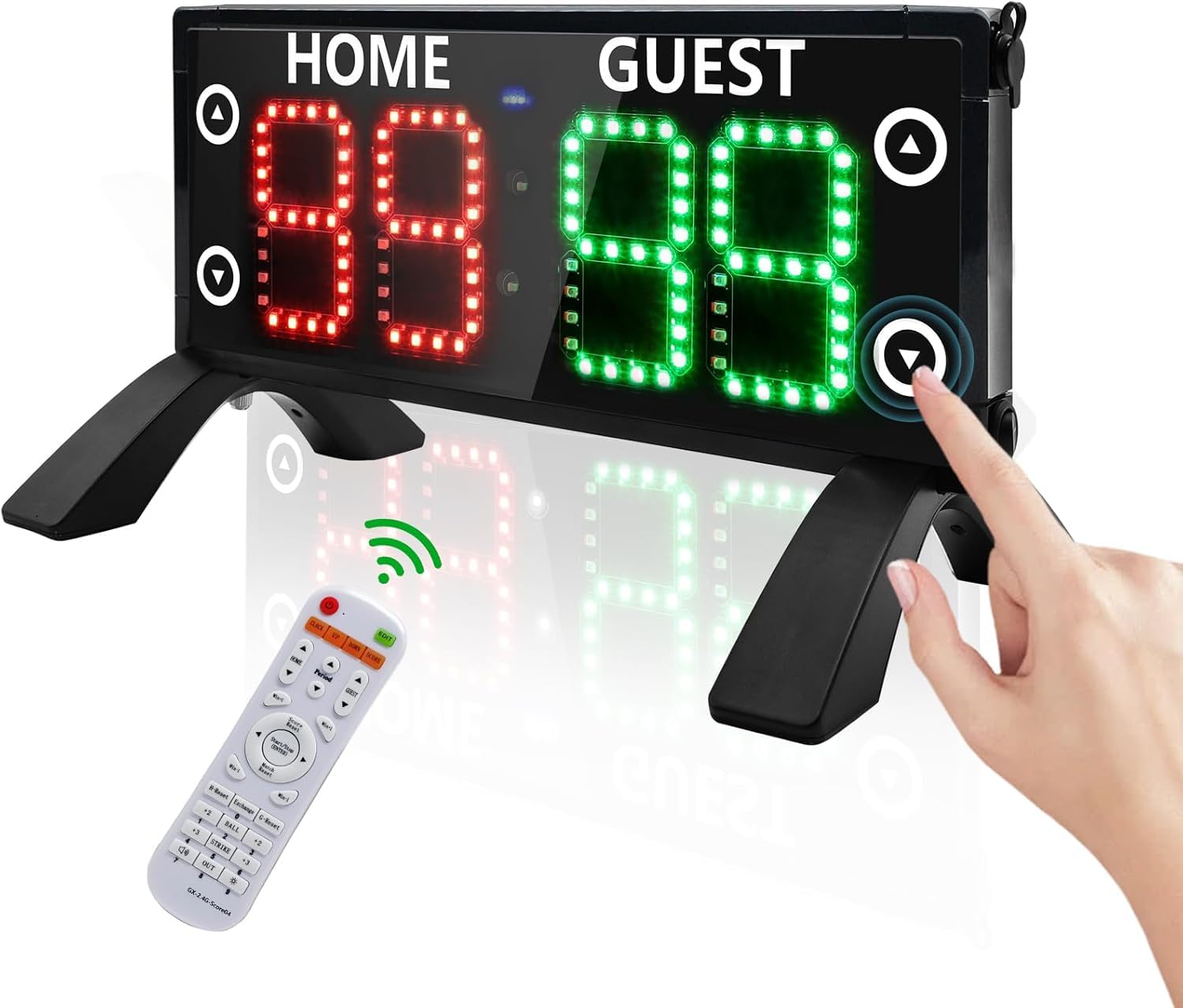 YZ Electronic Scoreboard with Countdown Clock & Mölkky Scoreboard, Portable Digital Scoreboard with Remote Control, High Brightness Scorekeeper for Ou