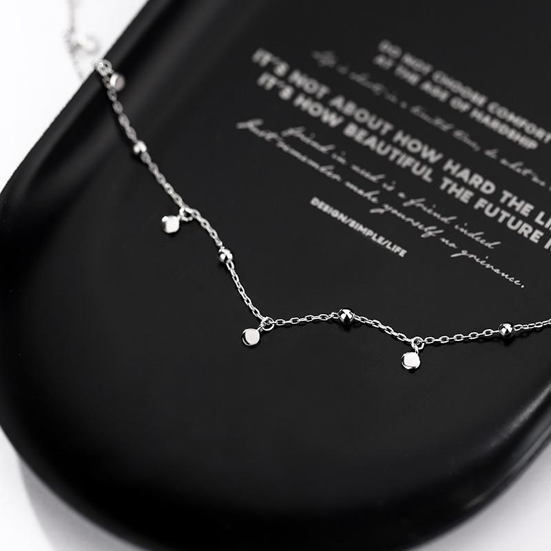 Choker Necklaces for Women Real 925 Silver Geometric Irregular Round Necklaces Clavicle Chain Cute Jewelry Accessories