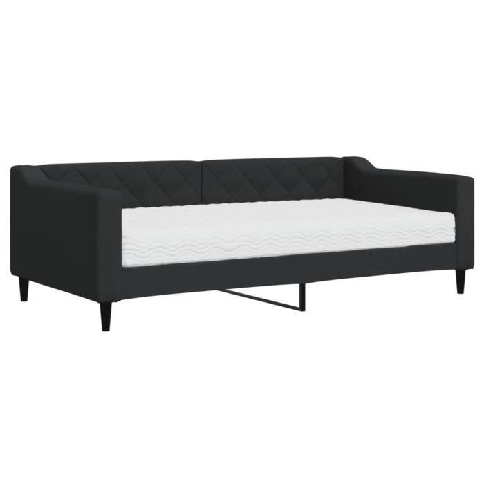 VidaXL Lit de jour avec matelas noir 90x190 cm tissu 3197420