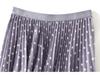 Korean-Japanese Polka Dot Pleated Midi Skirt, High Waist, Slimming, 2026 Spring/Summer Collection.