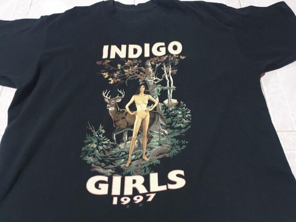 Vtg 1997 Indigo Girls Band Tour Cotton Black T Shirt All Size For Men KN032 Unisex T-Shirt M