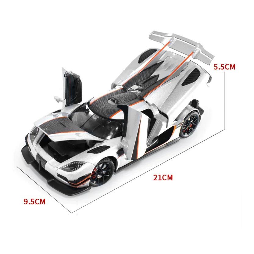 1/24 Koenigsegg ONE 1 Model sportovního auta z hliníkové slitiny Odlévaný kovový model závodního auta Vysoká simulace Zvuk a světlo Dětské hračky Dárek