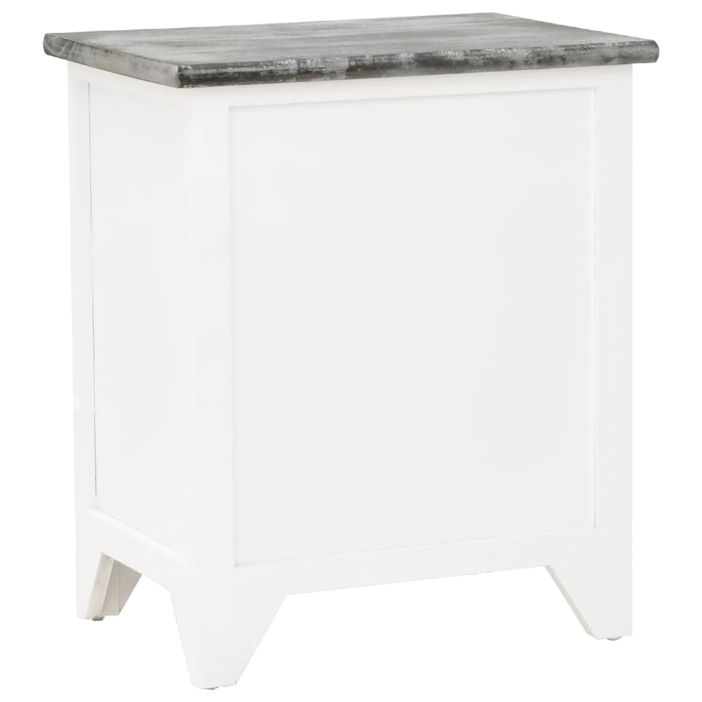 Nightstand Gray and White 38 x 28 x 45 cm Paulownia Wood