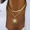 925 Silver Double Layer Sun Pendant Necklace for Women Trendy Bohemia Snake Bone Chain Necklace Party Jewelry Gifts