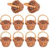 1PCS Dollhouse Miniature Rattan Woven Hand Willow Tiny Wicker Basket Easter Party Wedding Flower Picnic Mini Fairy Garden Decor