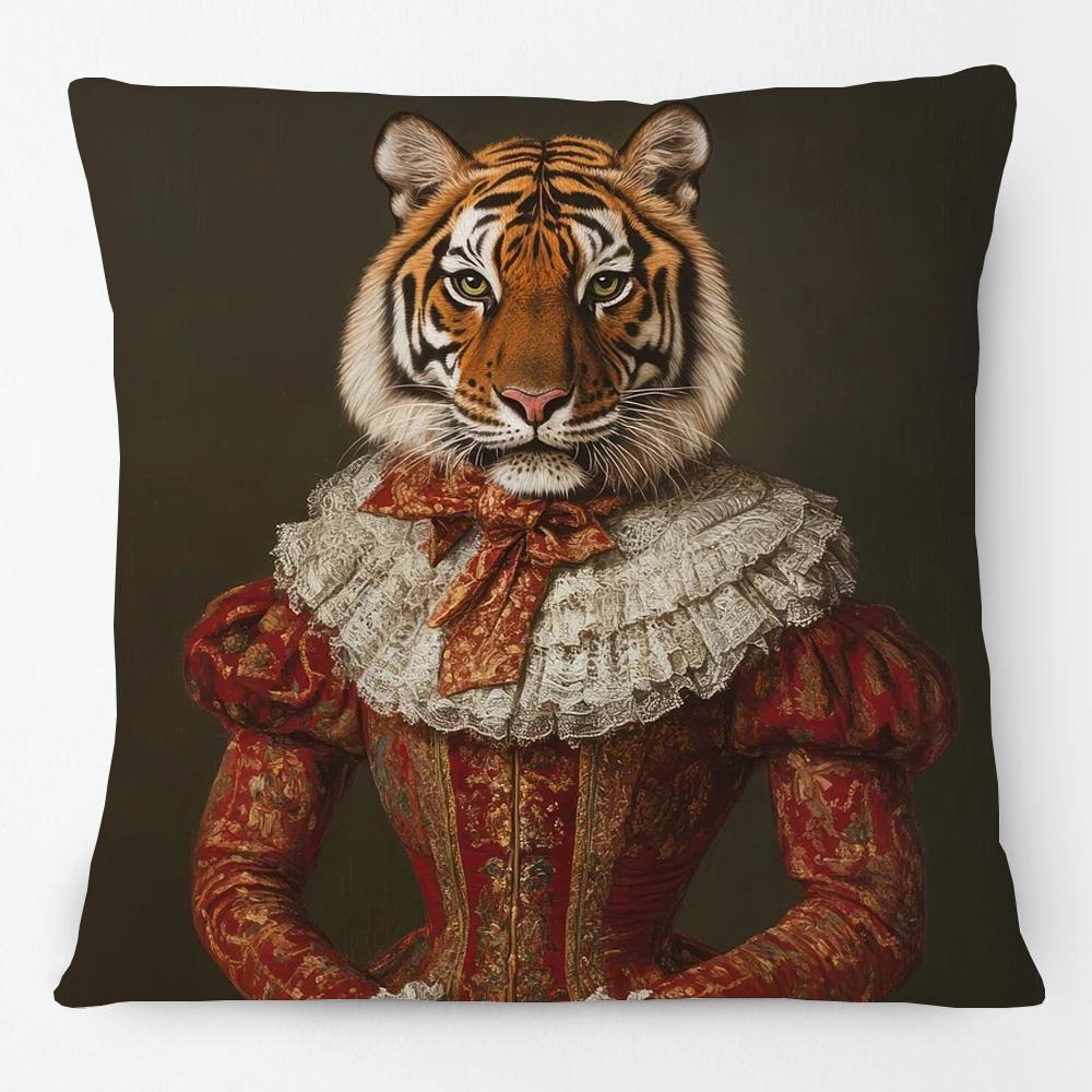 Oriental Style Animals Portraits Tiger Leopard Lion Cushion Cover Sofa Decorative Pillow Case