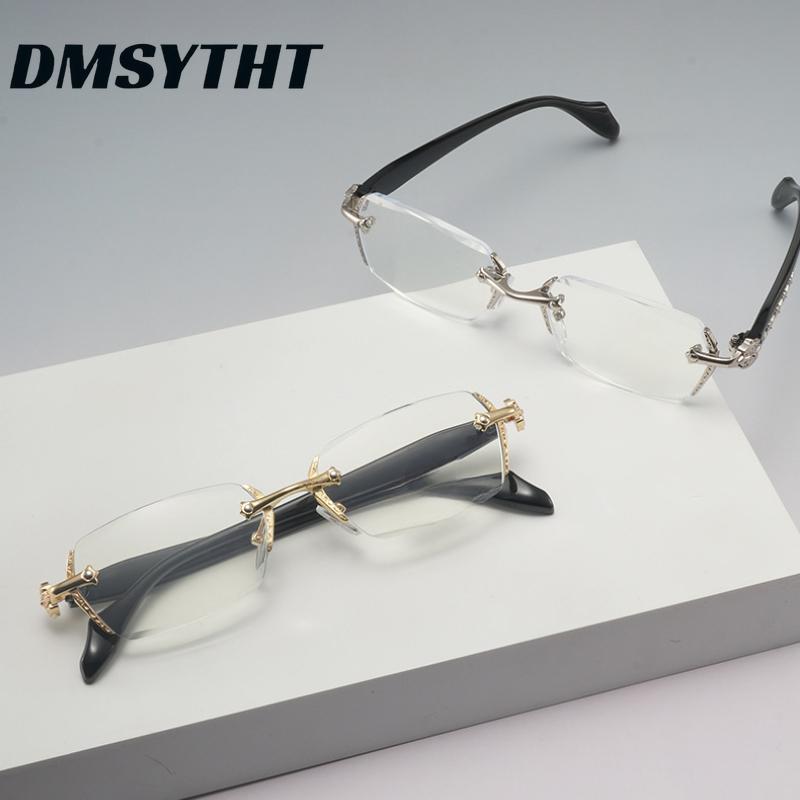 Anti Blue Light Diamond Cutting Men Women Frameless Reading Eyewear Metal High-definition Presbyopia Glasses