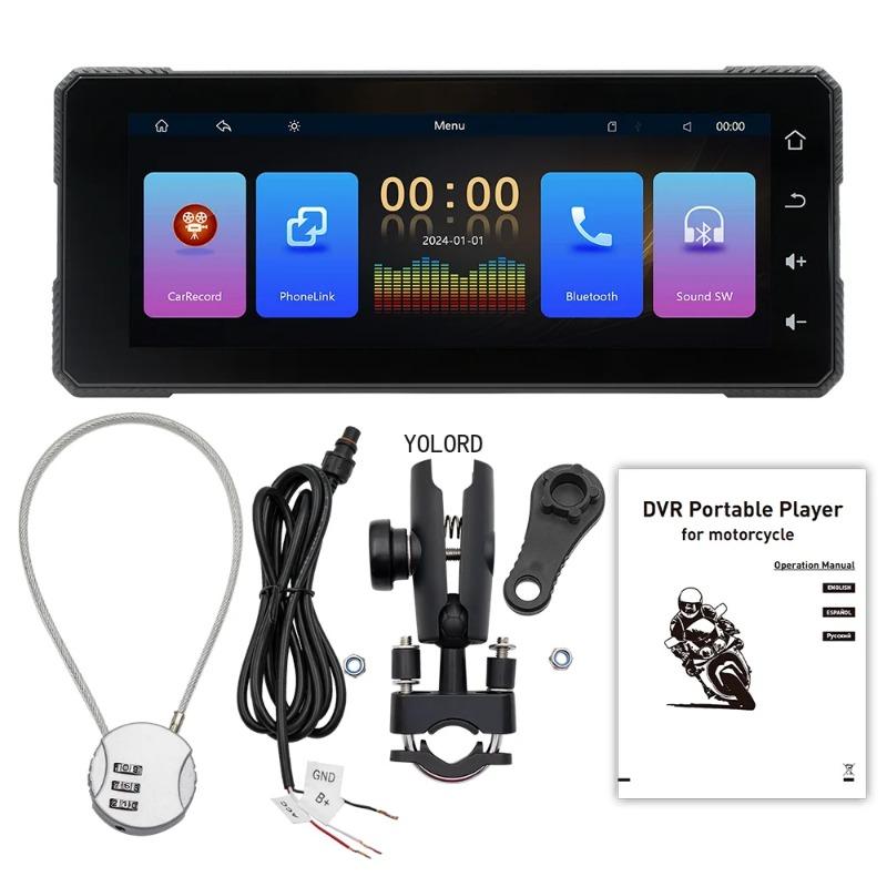 Motorcycle 720P DVR MP5 Player 6.86 Inch Wireless Carplay Android AUTO BT Wireless Carplay Navigation Driving Recorder