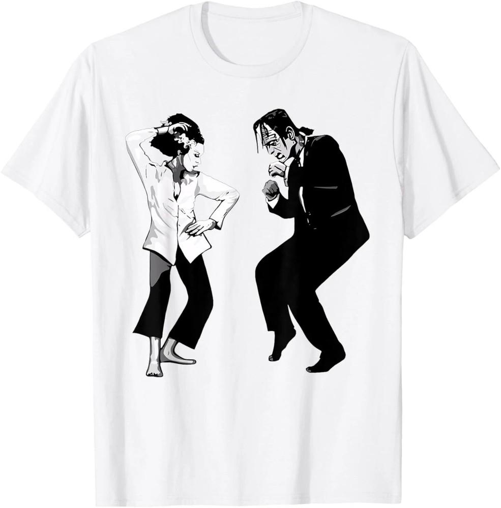 Retro Funny Frankenstein Monster And Bride Dancing Halloween T-Shirt Unisex T-Shirt