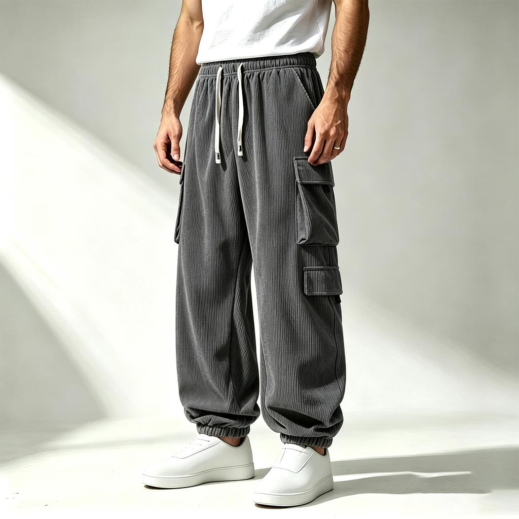 Men's Multi Pocket Cargo Jogger Pants for Spring Fall Outdoor Work Tapered