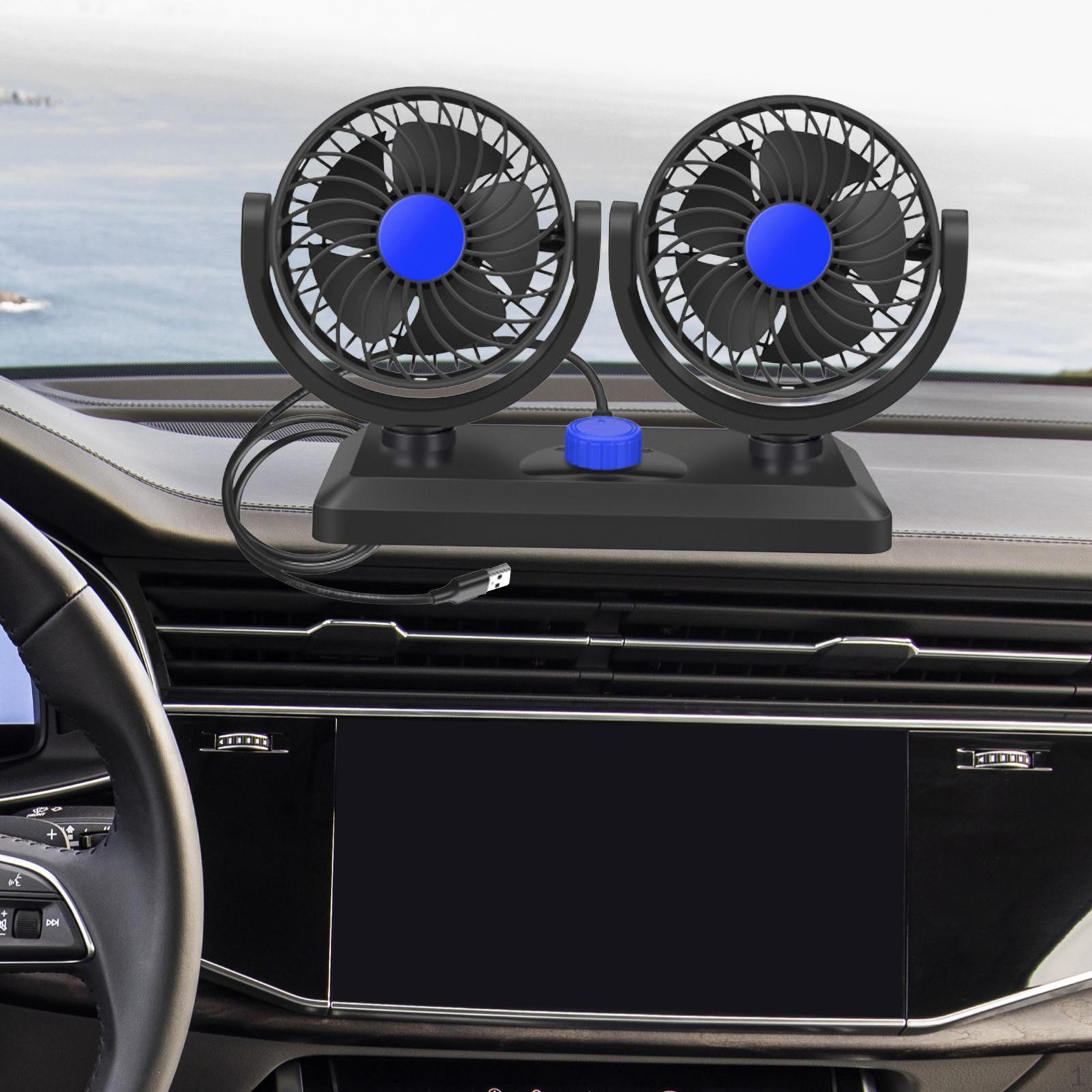 

Car Double Head Folding Fan Air Circulation Low Noise Lightweight 2 Speeds Auto Cooling 5V