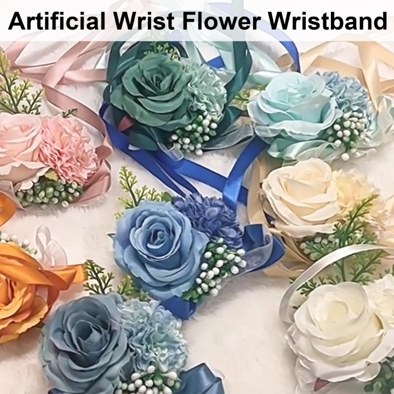 2Pcs Wrist Corsages for Mother of Bride and Grooms, Rose Corsages Wristlet for Bridal and Bridesmaid, Corsages for Proms