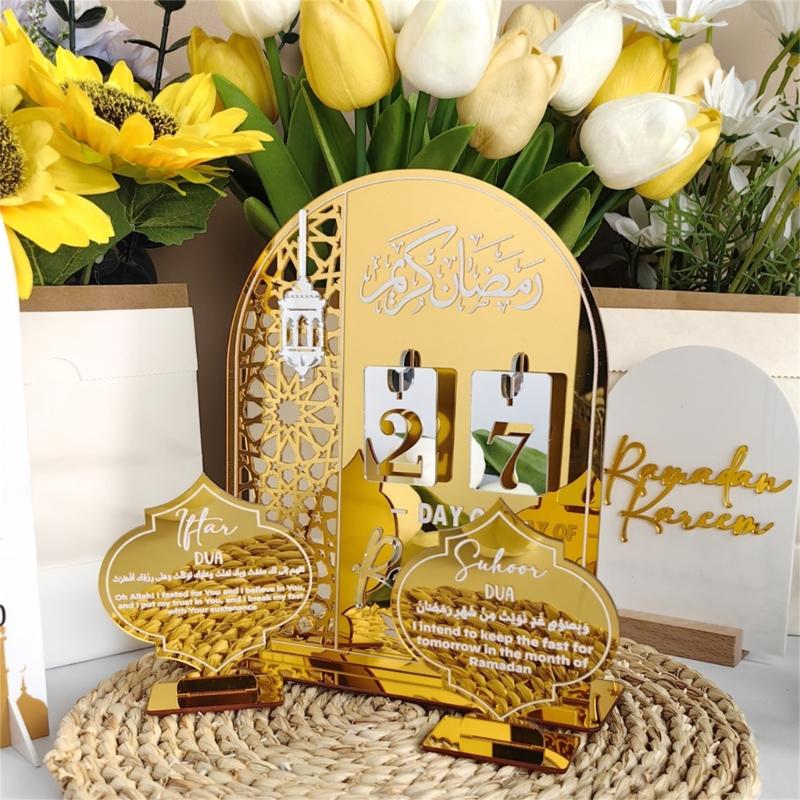 Festival Countdown Display Decoration Unique Eid Table Centerpieces Acrylic Texture Perfect for Eid Party Celebration
