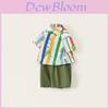 Childrens Summer Casual Short Sleeve Shirt And Shorts Set With Cotton Material For Boys Ages 3 To 8