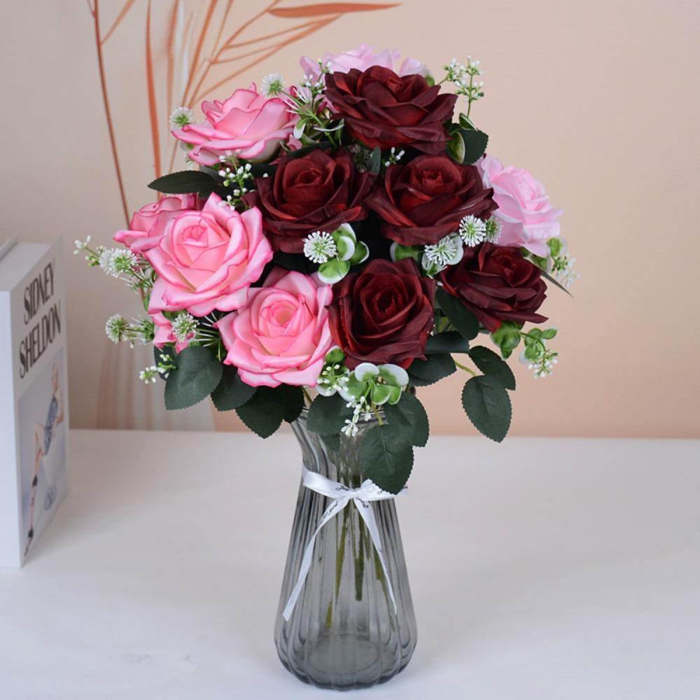7 Heads Real Happy Flower Mini Photography Photo Gift Valentine's Day Flowers 8 Colors Crystal Grass Bouquet Home Decorative