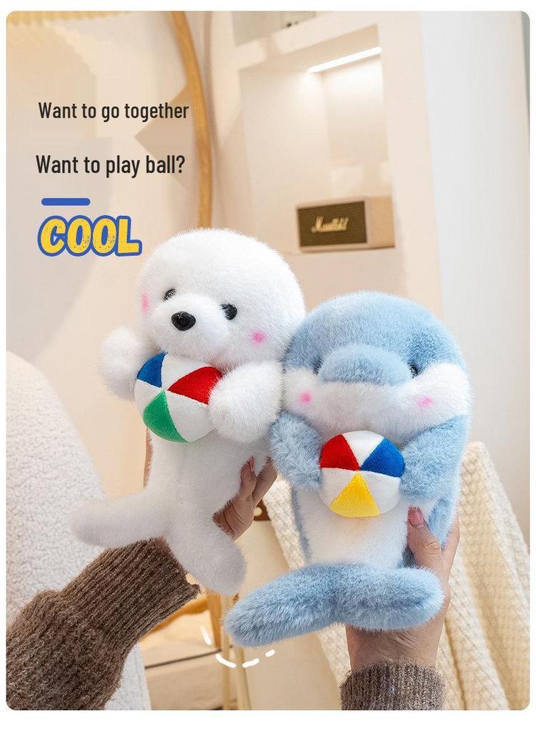 Hugging Ball Dolphin & Walrus Plush Toy - Cute Zoo Cushion for Kids