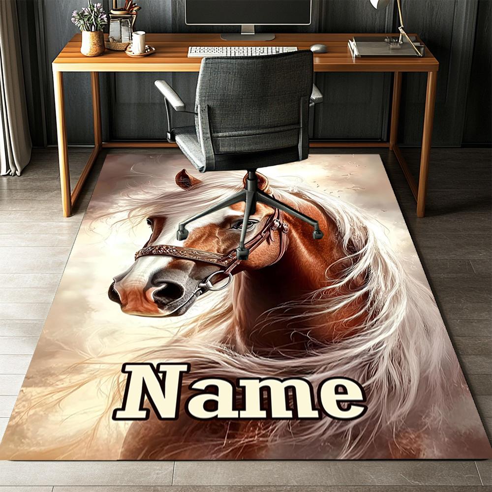 Custom Name Horse Printed Carpet,Rug for Office Chair Living Room Bedroom Kitchen Room Decor Gifts.