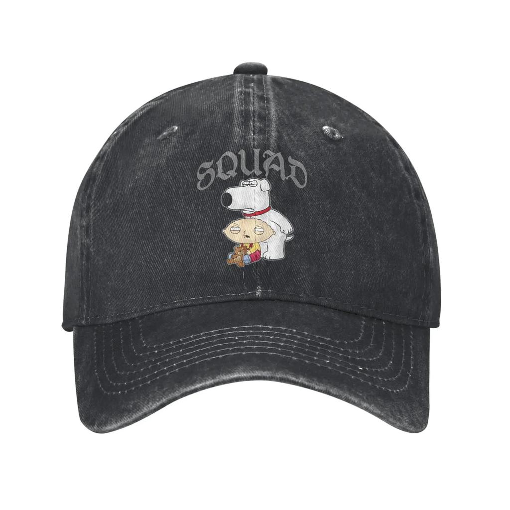Afamilies Cartoon Stewie Brian Cartoon Baseball Cap Distressed Washed Headwear Outdoor All Seasons Travel Adjustable Caps Hat