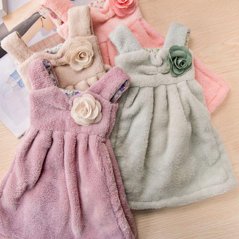 

Сукня у формі візерунок супер абсорбент кораловий оксамит побутовий рушник для рук ванна кімната кухня ручний рушник рушник колір світло кави