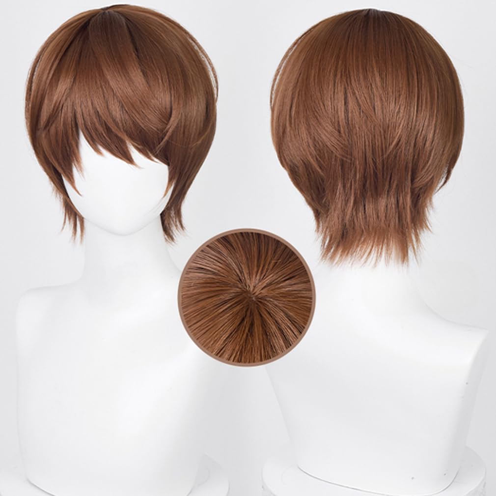 LAOBAO Light Yagami Cosplay Bob Brown Disguise Costume Halloween Costume Wig, Wig, Heat-Resistant, Wig, Accessory, (Light Yagami)