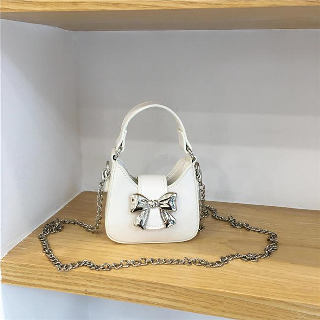 

Edition 2024 spring new ins Internet celebrity sweet bow mini portable messenger chain small bag білий