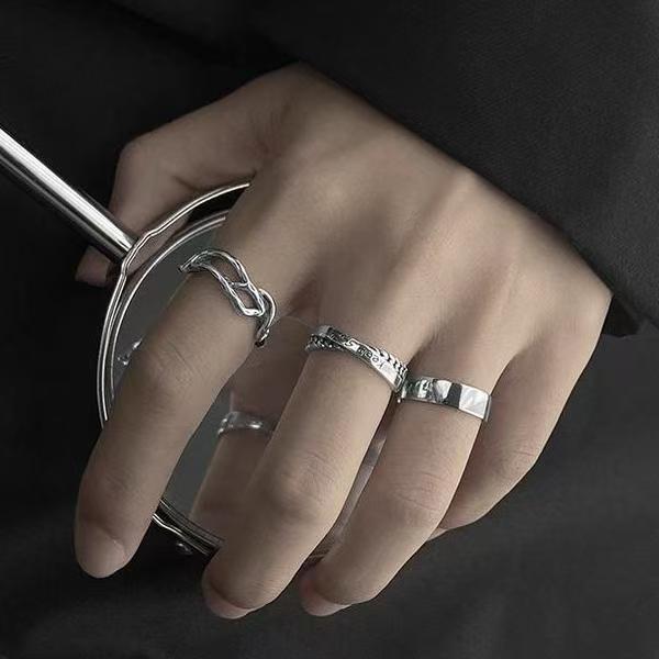 TEMU Men's Adjustable Hip-Hop Statement Ring - Versatile & Stylish