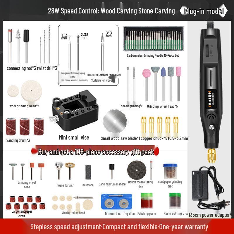 Compact Electric Grinder: Handheld Jade Polish, Engraving, Wood Carving, Mini Drill Tool