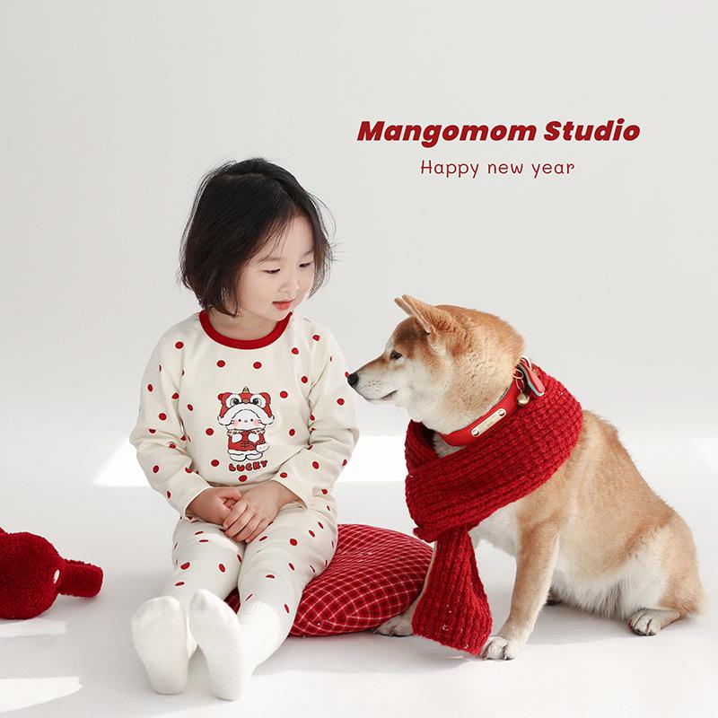 

Детский новогодний теплый хлопковый наряд: Комплект Год рождения Красная осень для мальчиков и девочек 90 cm