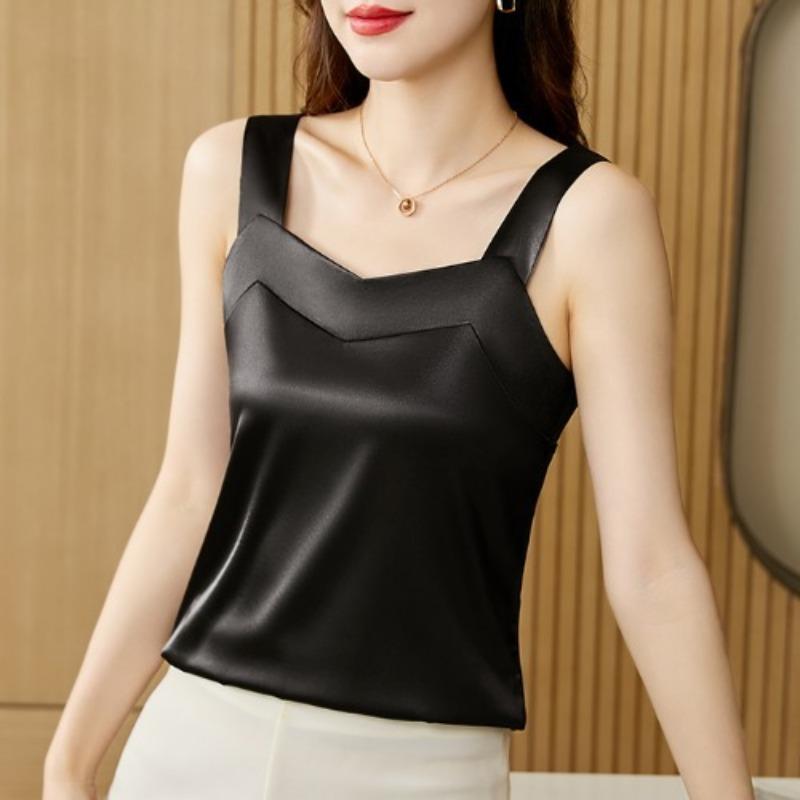 Summer Design for Women, Niche Inner Slim Base Shirt for Women, Sleeveless Beautiful Back Satin Top