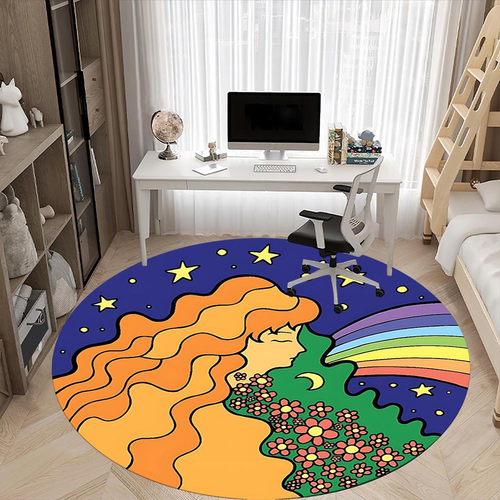1 Stück Fantasy Universum Büro Runder Teppich, Matte Geeignet Für Büro, Unter Bürostühlen Schlafzimmer Wohnzimmer Heimdekoration, Zimmer Deko