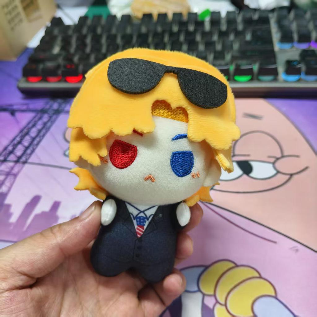 Cute CountryHumans Plush 10cm USA Canada Chibi Cotton Dolls with National Flag Designs Keychain Pendant Country Humans Fans Collectible Birthday Gift