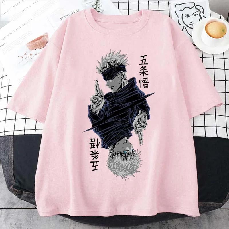 Mote Jujutsu Kaisen Satoru Gojo Anime Trykket Dame O-hals Kort Ermet Kvinne T-skjorte Svart Hvit Kort Ermet Sommer Topp