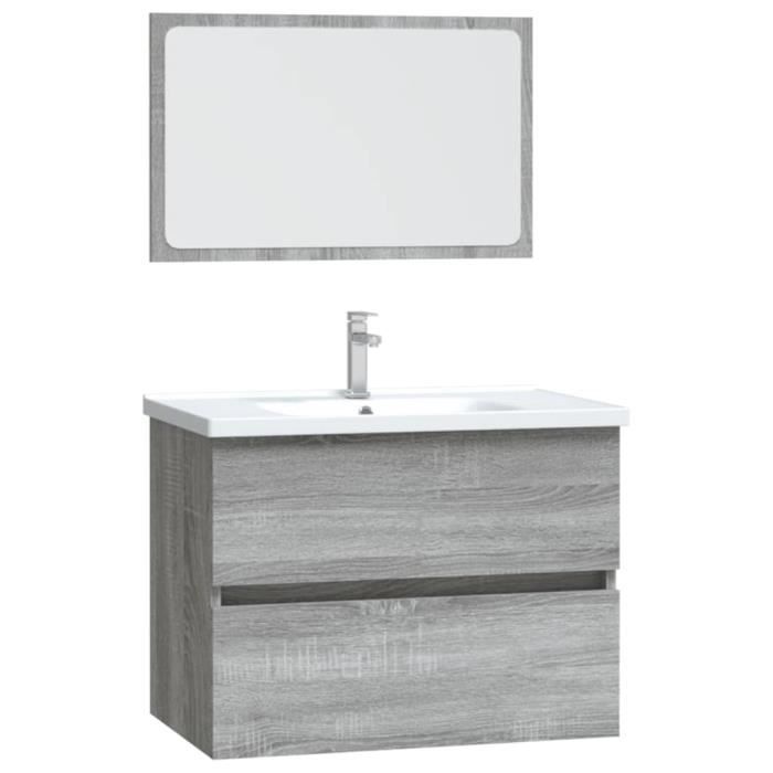 815736 vidaXL Bathroom Furniture Set 2 Pcs Sonoma Grey